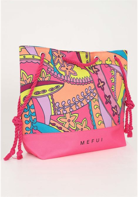 Fuchsia women's beach bag with contrasting pattern ME FUI | Bag | MF23-A052U.