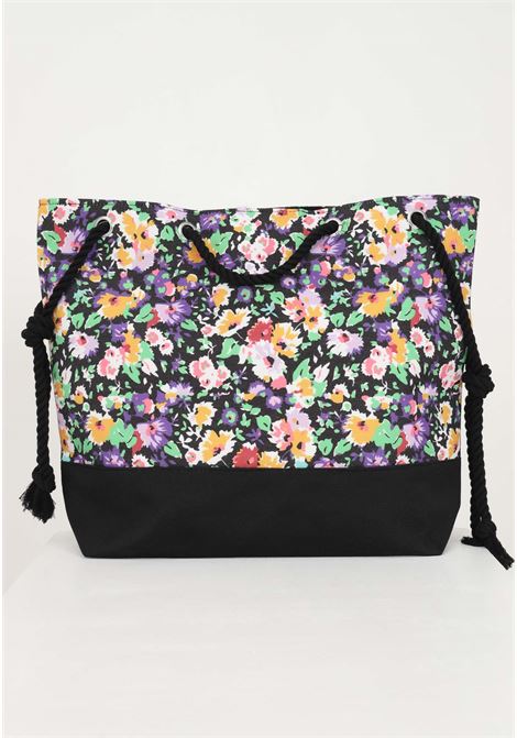 Women's black beach bag with floral pattern ME FUI | Bag | MF23-A053U.