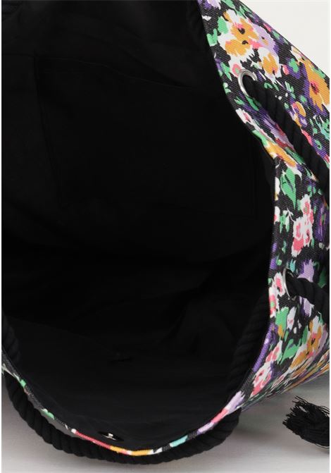 Women's black beach bag with floral pattern ME FUI | Bag | MF23-A053U.