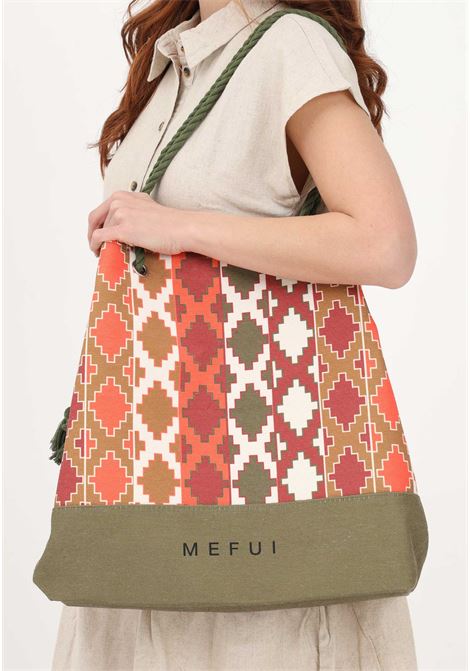 Women's green beach bag with contrasting pattern ME FUI | Bag | MF23-A056U.
