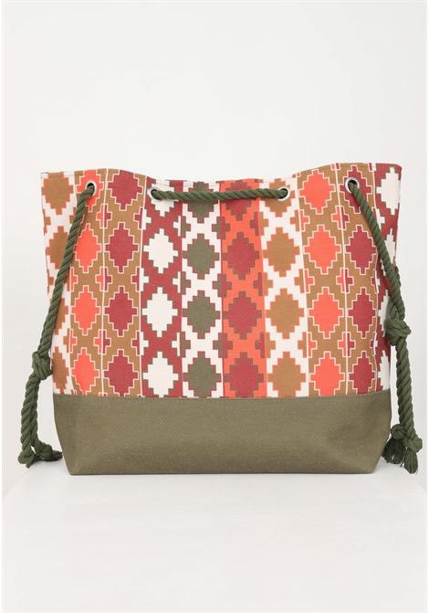 Women's green beach bag with contrasting pattern ME FUI | Bag | MF23-A056U.