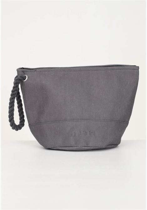 Gray women's clutch bag in solid color with logo embroidery ME FUI | Bag | MF23-A071U.