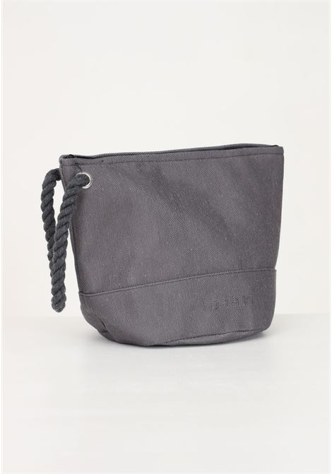 Gray women's clutch bag in solid color with logo embroidery ME FUI | Bag | MF23-A071U.