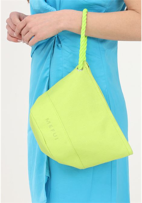 Women's lime clutch bag in solid color with logo embroidery ME FUI | Bag | MF23-A073U.
