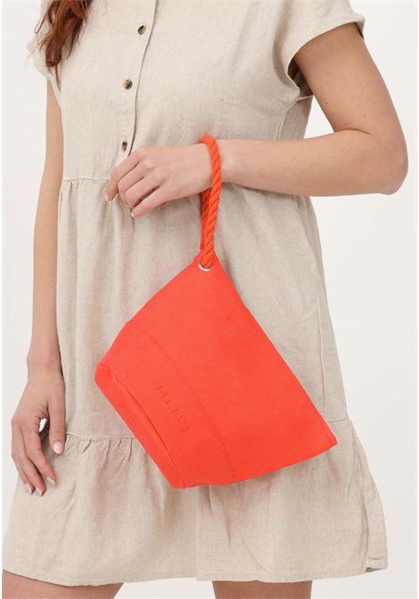 Solid orange women's clutch bag with logo embroidery ME FUI | Bag | MF23-A075U.