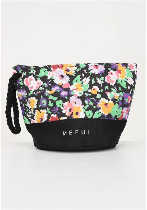 Black clutch bag for women with contrasting floral pattern ME FUI | Bag | MF23-A083U.