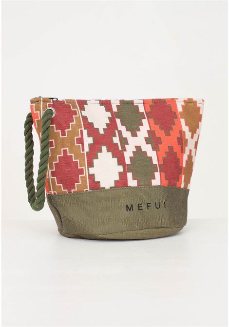 Green clutch bag for women with contrasting pattern and logo ME FUI | Bag | MF23-A086U.