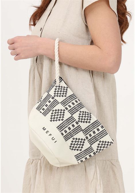 Women's butter clutch bag with abstract pattern and contrasting logo ME FUI | Bag | MF23-A087U.