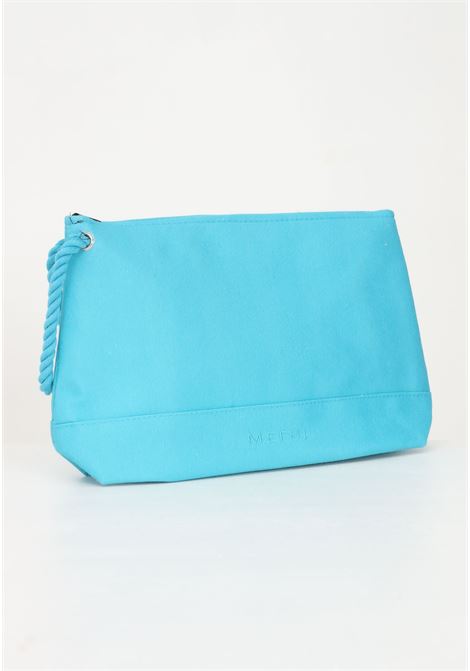 Women's light blue maxi pochette in solid color with logo embroidery ME FUI | Bag | MF23-A102U.
