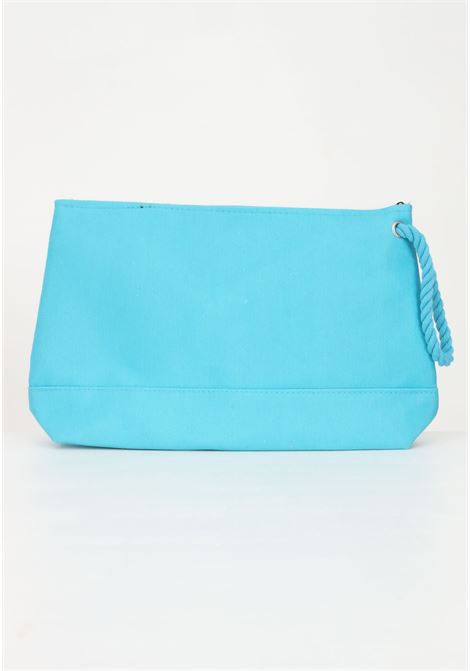 Women's light blue maxi pochette in solid color with logo embroidery ME FUI | Bag | MF23-A102U.