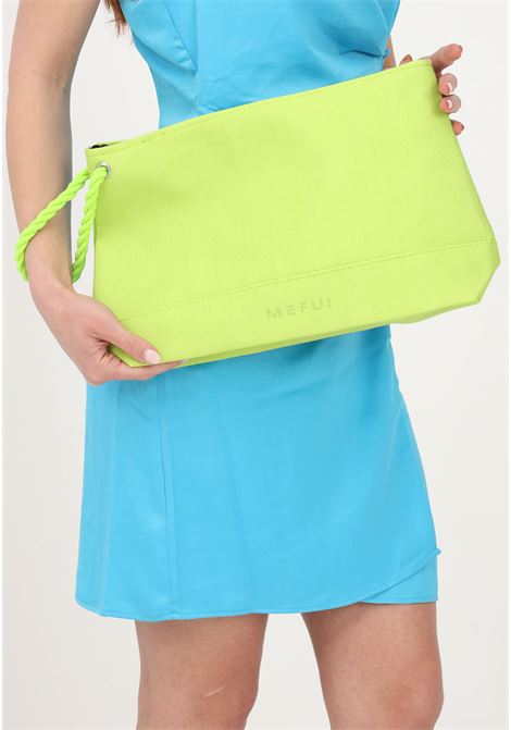 Lime women's maxi pochette in solid color with logo embroidery ME FUI | Bag | MF23-A103U.