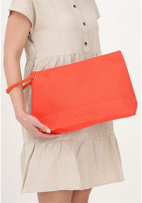Orange women's maxi pochette in solid color with logo embroidery ME FUI | Bag | MF23-A105U.
