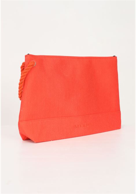 Maxi pochette arancione da donna in tinta unita con ricamo logo ME FUI | Borse | MF23-A105U.