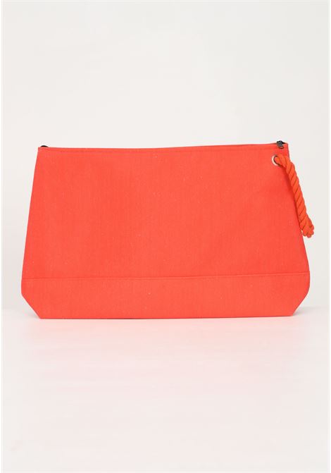 Maxi pochette arancione da donna in tinta unita con ricamo logo ME FUI | Borse | MF23-A105U.
