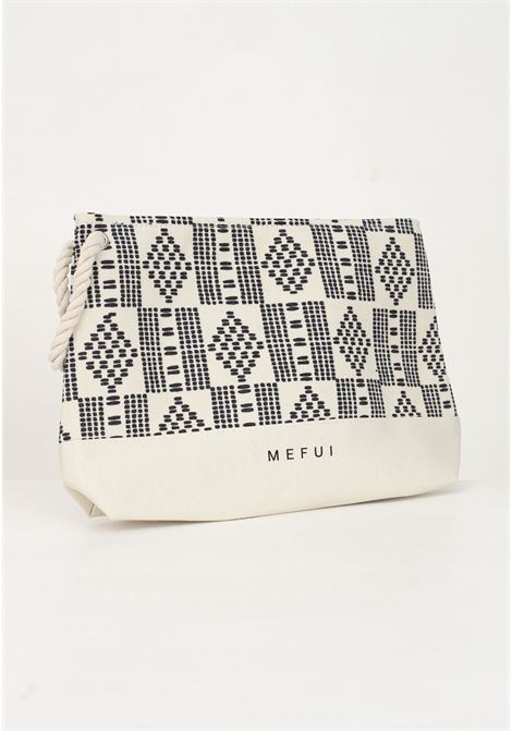 Women's butter maxi clutch bag with contrasting pattern and logo ME FUI | Bag | MF23-A117U.