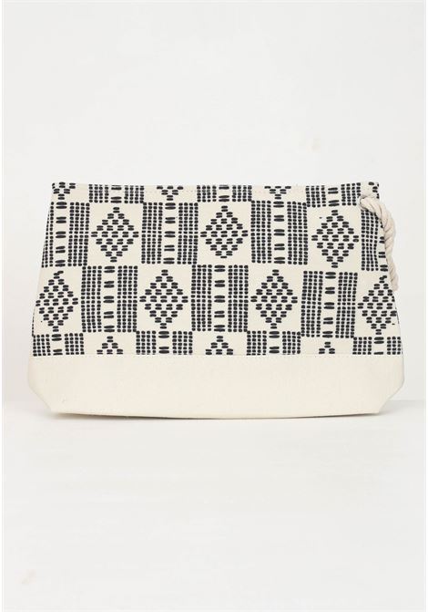 Women's butter maxi clutch bag with contrasting pattern and logo ME FUI | Bag | MF23-A117U.