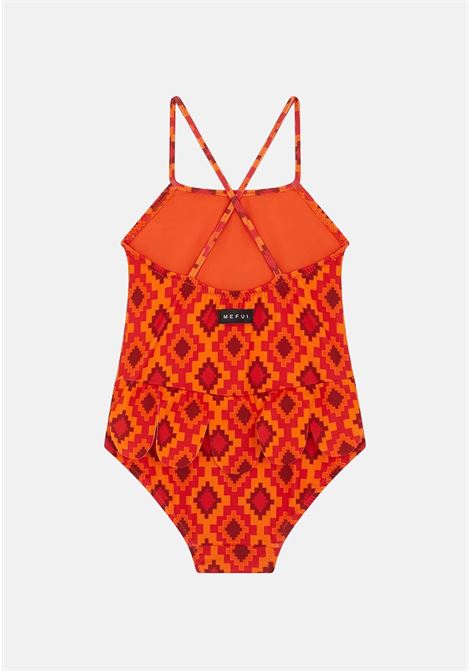 Costume intero arancione da neonato in lycra lucida a fantasia ME FUI | Beachwear | MJ23-0011X1.