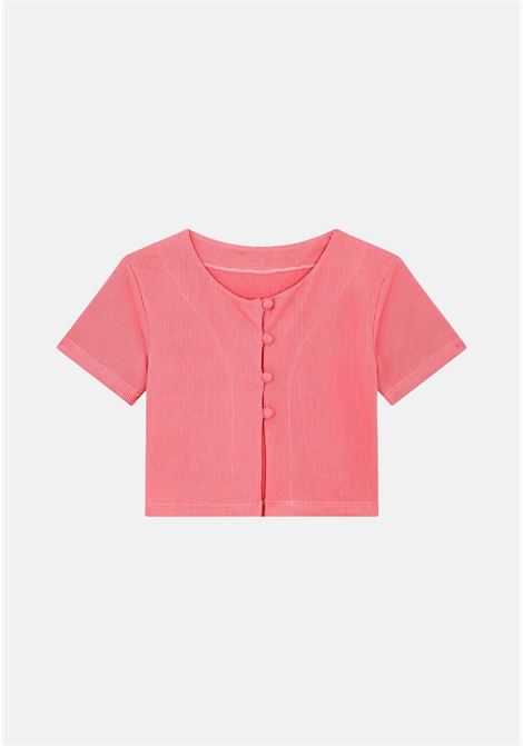 Casual fuchsia t-shirt for girls in ribbed fabric ME FUI | T-shirt | MJ23-0106RF.