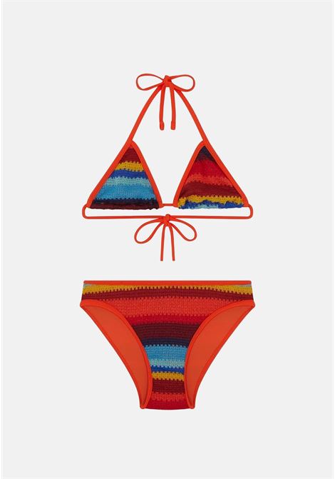 Orange girl's bikini in patterned crochet fabric ME FUI | Beachwear | MJ23-0400U.