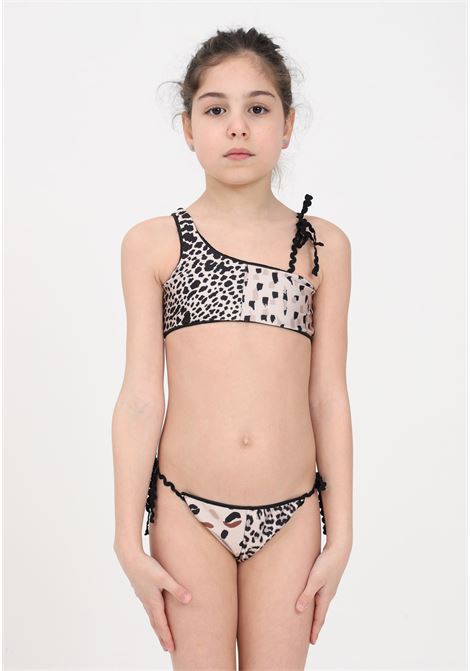 Bikini beige da bambina con fantasia maculata ME FUI | Beachwear | MJ23-0601X1.