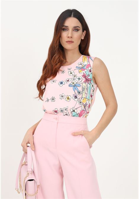 Pink women's blouse with print MOSCHINO BOUTIQUE | Blouse | 02251138A3223