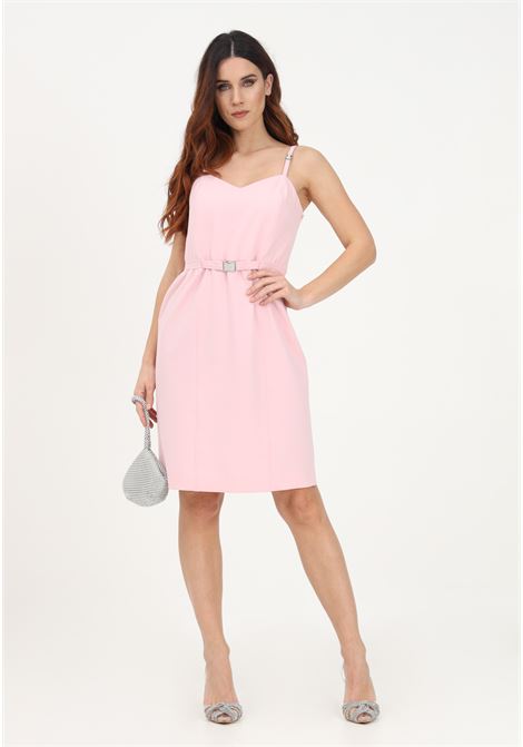 Women's pink short dress with buckle MOSCHINO BOUTIQUE | 04091124A0223