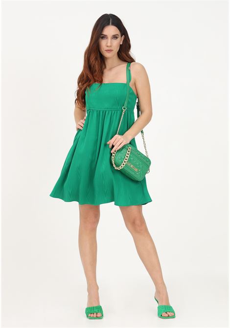 Short green dress for women with wood effect MOSCHINO BOUTIQUE | 04211130A0393