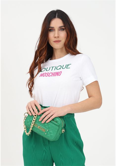 T-shirt casual bianca da donna con stampa logo MOSCHINO BOUTIQUE | T-shirt | 07021151A2001