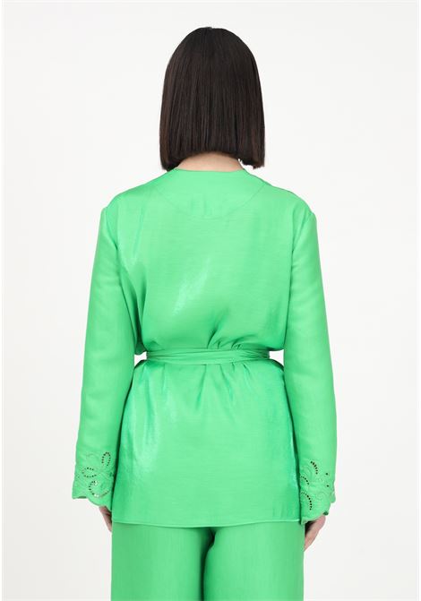 Laminated green women's cardigan worked on the edges MOSCHINO BOUTIQUE | Cardigan | A022508260395