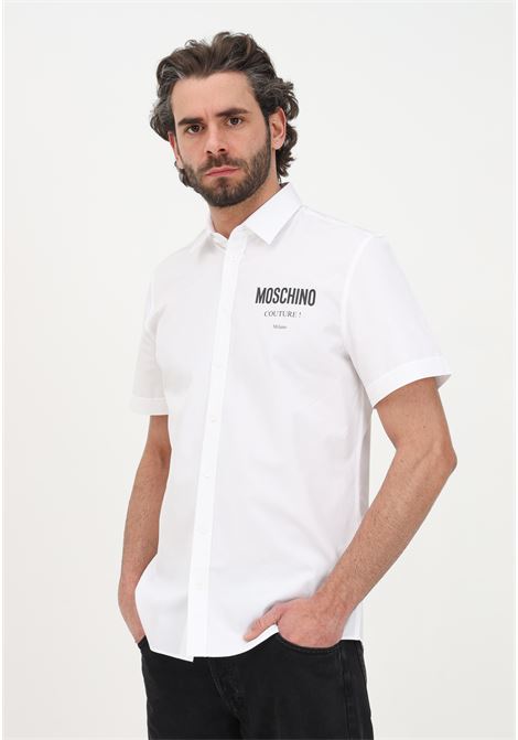 Camicia casual nera da uomo con stampa logo MOSCHINO | Camicie | 02040235A1001