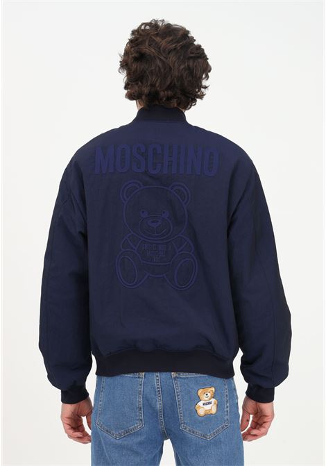 Blue men's windbreaker with maxi logo MOSCHINO | 06242015A0290