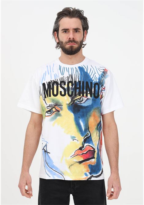 Men's white casual t-shirt with pattern and logo MOSCHINO | T-shirt | 07210240A1001