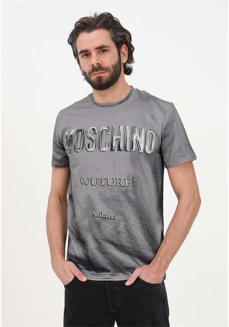 Men's gray casual t-shirt with front print MOSCHINO | T-shirt | 07310240A2506
