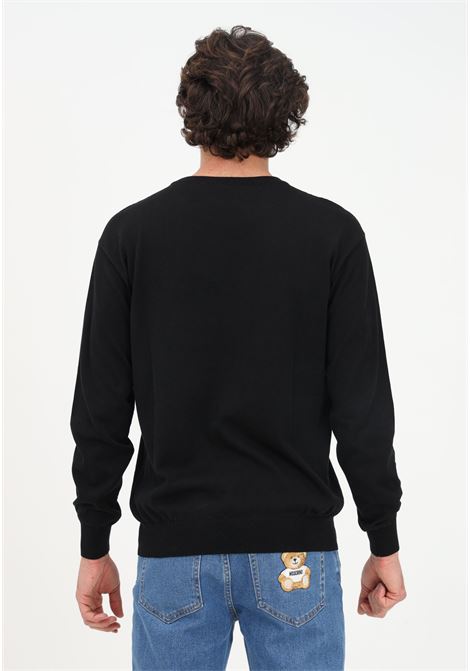 Men's black crew-neck sweater with teddy bear embroidery MOSCHINO | Knitwear | 09022001A0555