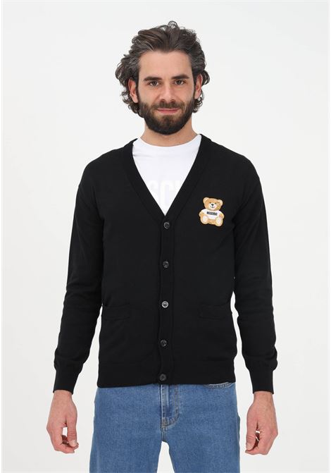 Black men's cardigan with teddy bear embroidery MOSCHINO | Cardigan | 09042001A0555