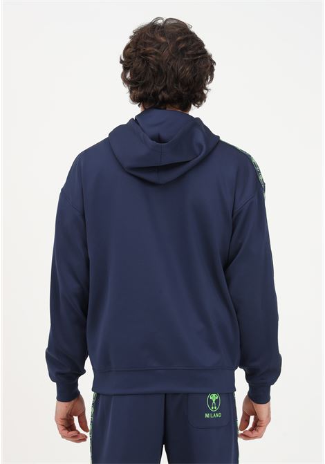 Blue sweatshirt for men with zip and logoed sleeves MOSCHINO | Sweatshirt | 17242029A1290