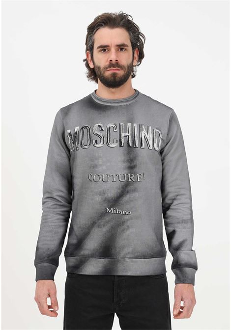 Gray crewneck sweatshirt for men with logo print MOSCHINO | 17310227A2506