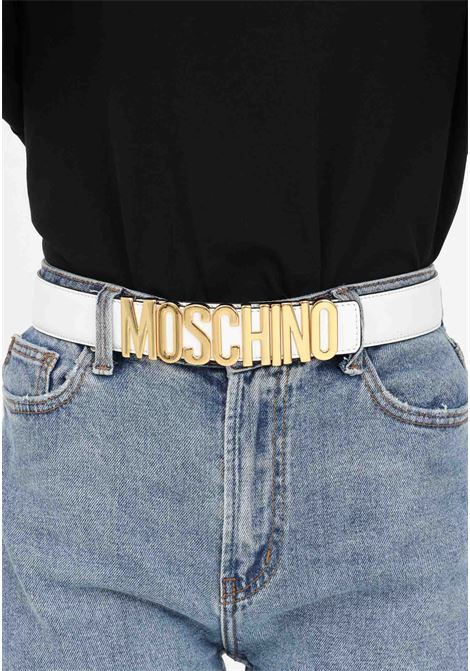 White belt for men and women with logoed buckle MOSCHINO | Belt | 80028002A0001