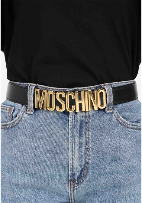 Black belt for men and women with logoed buckle MOSCHINO | Belt | 80048011A0555