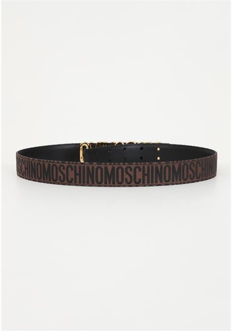 Brown belt for men and women with logoed buckle MOSCHINO | Belt | 80068268B1103