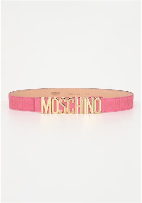 Cintura rosa per uomo e donna con fibbia logata MOSCHINO | Cinture | 80068268B1207