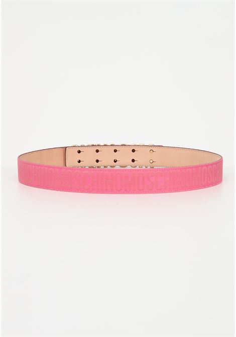 Cintura rosa per uomo e donna con fibbia logata MOSCHINO | Cinture | 80068268B1207