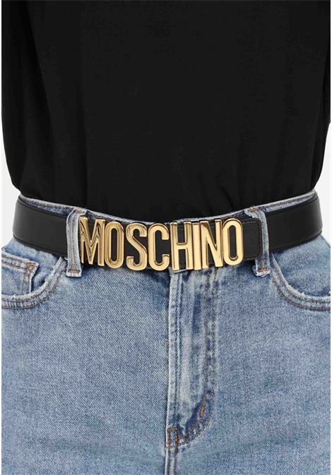 Black belt for men and women with logoed buckle MOSCHINO | Belt | 80128001A3555