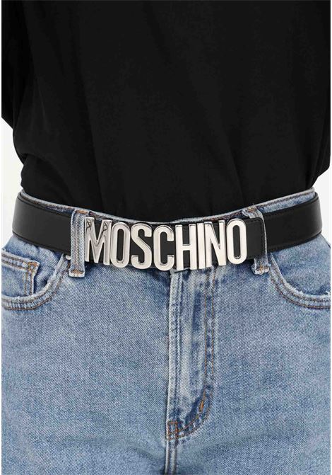 Black belt for men and women with logoed buckle MOSCHINO | Belt | 80128001A6555