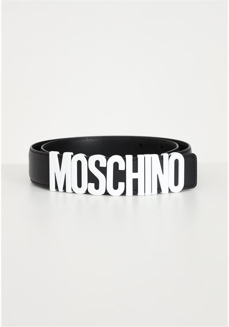 Black belt for men and women with logoed buckle MOSCHINO | Belt | 80148001A5555