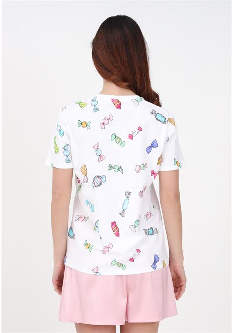 White casual t-shirt for women with all over candy pattern MOSCHINO | T-shirt | A070144121001