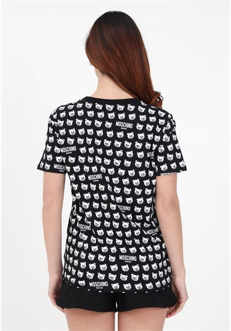 Black casual T-shirt for women with all over teddy bear print MOSCHINO | T-shirt | A070794201555