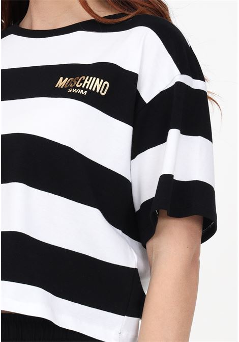 Women's casual striped T-shirt with logo print MOSCHINO | T-shirt | A071894341555