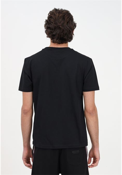 T-shirt casual nera da uomo con fasce logate alle spalle MOSCHINO | T-shirt | A078143050555