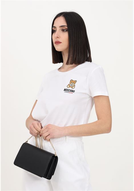 White casual t-shirt for women with logo print on the chest MOSCHINO | T-shirt | A078344100001